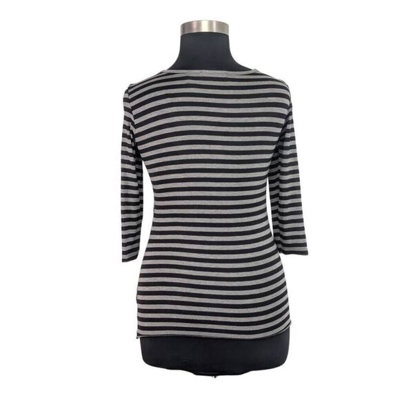 Verve Ami L Gray Black Striped Bandage Top Y2K Art To Wear Career Office Evening - Picture 4 of 5